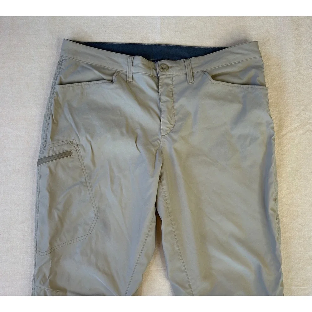 Eddie Bauer Mens 37x29 Khaki Lightweight Outdoor Hiking Pants Nylon‎ Spandex Zip
